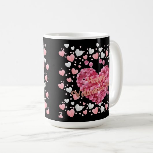 Rosa Herzchen Valentinstag Kaffeetasse (VorderseiteRechts)