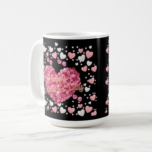 Rosa Herzchen Valentinstag Kaffeetasse (Vorderseite Links)