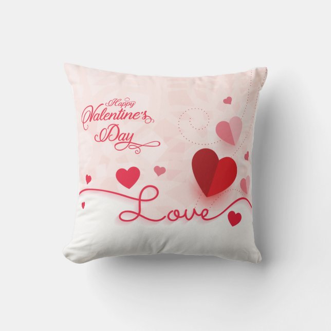 Rosa Herzchen Valentinstag Kissen (Vorderseite)