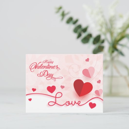 Rosa Herzchen Valentinstag Postkarte (Stehend Vorderseite)