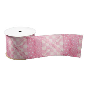 ROSA HERZDECKEN 3" breites Satinband