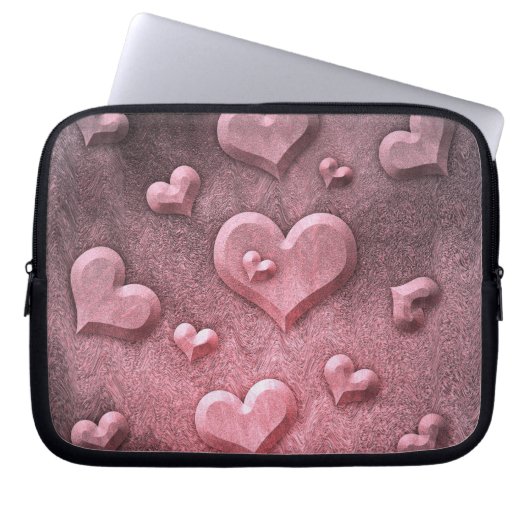 rosa Herzdesign Laptopschutzhülle (Vorderseite)
