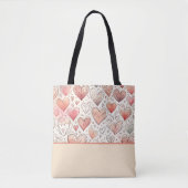 Rosa Herzdoodles Valentinstag Farbblock Tasche (Vorderseite)
