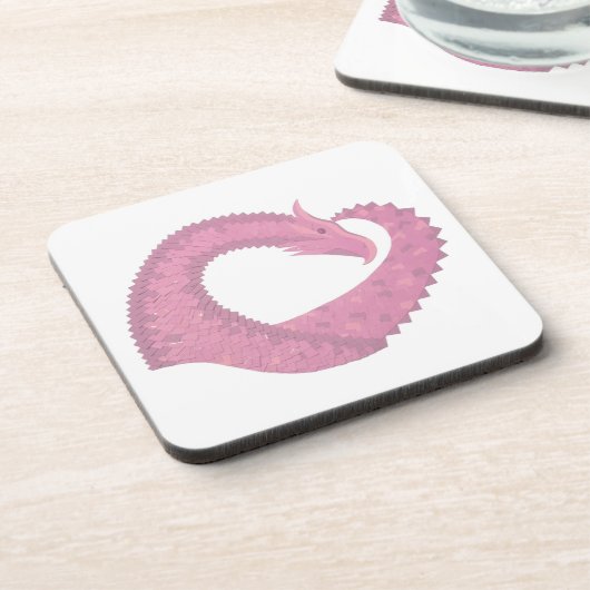 Rosa Herzdrache Getränkeuntersetzer (Linke Seite)