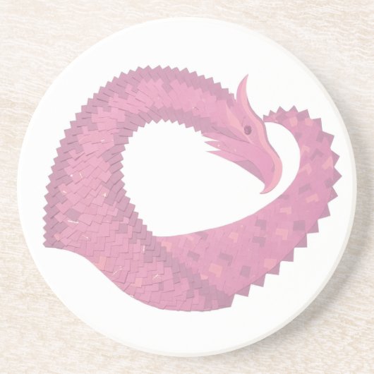 Rosa Herzdrache in Weiß Getränkeuntersetzer (Vorne)
