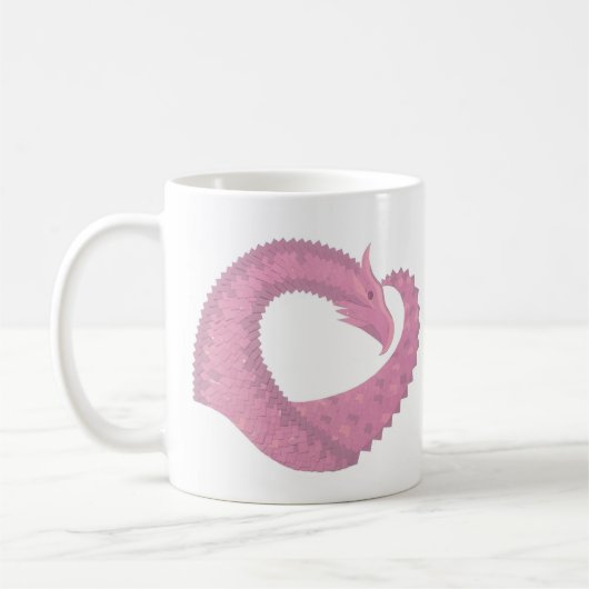 Rosa Herzdrache in Weiß Kaffeetasse (Links)