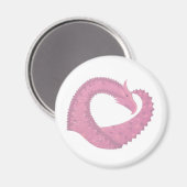 Rosa Herzdrache in Weiß Magnet (Vorderseite/Rückseite)