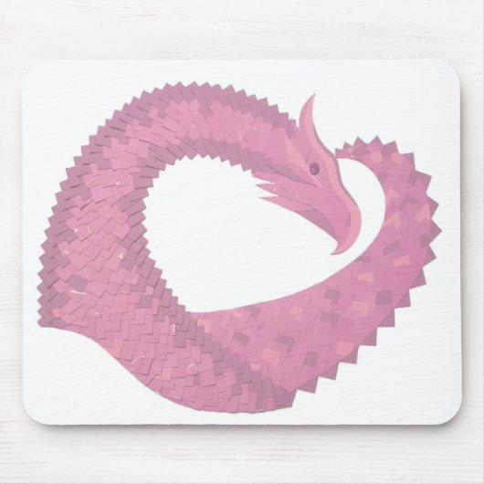 Rosa Herzdrache in Weiß Mousepad (Vorne)