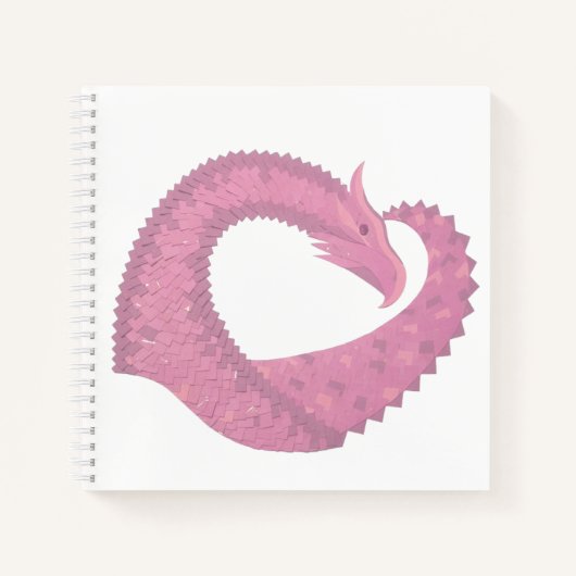 Rosa Herzdrache in Weiß Notizbuch (Vorderseite)