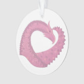 Rosa Herzdrache in Weiß Ornament (Vorderseite)