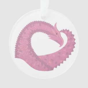 Rosa Herzdrache in Weiß Ornament