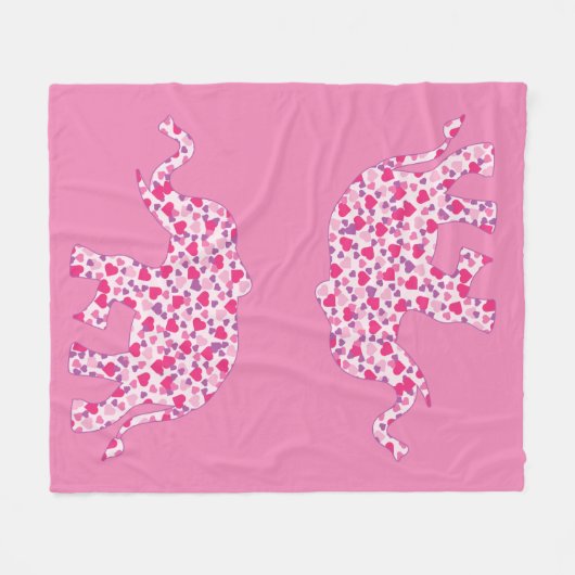 Rosa Herzelementar Fleecedecke (Vorderseite (Horizontal))