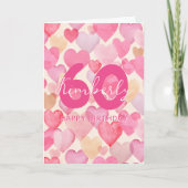 Rosa Herzen 60. Geburtstag Gruß Karte (Vorderseite)
