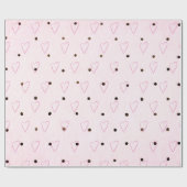 Rosa Herzen an schwarzen Punkten Geschenkpapier (Flach)