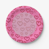 Rosa Herzen auf allen Tellern des Hintergrundfarbp Pappteller (Vorderseite)