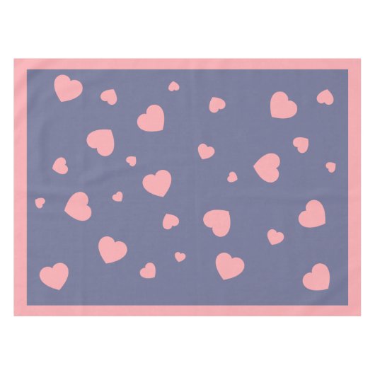 Rosa Herzen auf blau Tischdecke (Vorderseite (Horizontal))