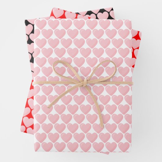 Rosa Herzen auf Farben Geschenkpapier Set (Beispiel)