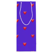 Rosa Herzen auf Lila | Valentinstag Geschenktüte Für Weinflaschen (Rückseite)