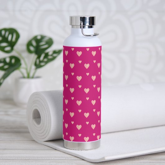 Rosa Herzen auf Magenta Pink Wasserflasche Trinkflasche (Yoga)