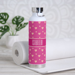 Rosa Herzen auf Magenta Rosa Trinkflasche