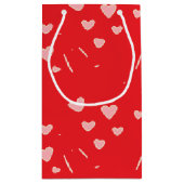 Rosa Herzen auf Rot Kleine Geschenktüte (Rückseite)