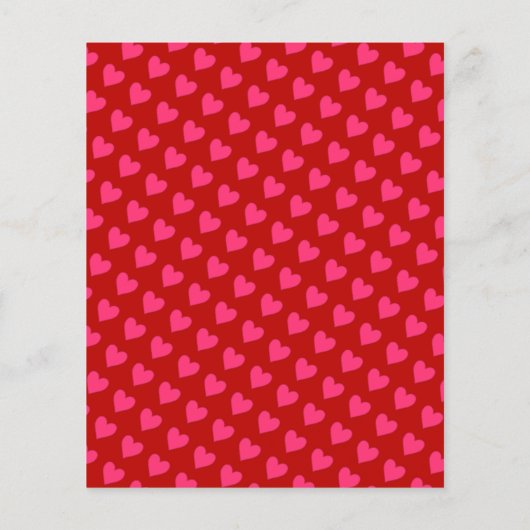 Rosa Herzen auf rotem Papier mit rotem oder rosa P (Rückseite)