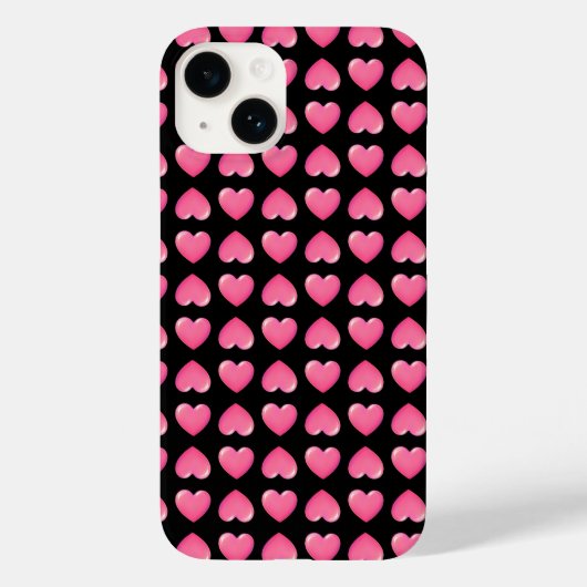 Rosa Herzen auf schwarz Case-Mate iPhone Hülle (Rückseite)