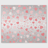 Rosa Herzen auf Silber Geschenkpapier (Flach)
