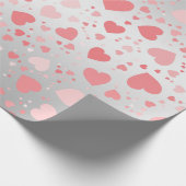 Rosa Herzen auf Silber Geschenkpapier (Ecke)