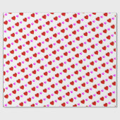 Rosa Herzen auf WEISS Geschenkpapier (Flach)