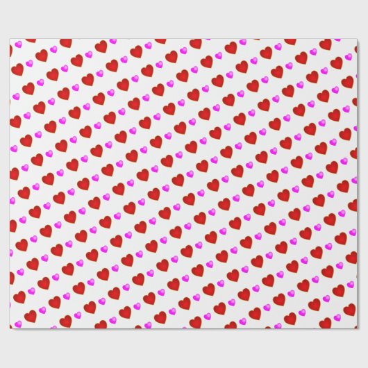 Rosa Herzen auf WEISS Geschenkpapier (Flach)
