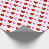 Rosa Herzen auf WEISS Geschenkpapier (Ecke)
