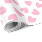 Rosa Herzen auf Weiß Geschenkpapier (Rolleneckpunkt)