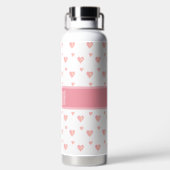 Rosa Herzen auf Weiß Trinkflasche (Rückseite)