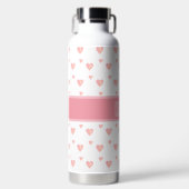 Rosa Herzen auf Weiß Trinkflasche (Vorderseite)