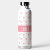 Rosa Herzen auf Weiß Trinkflasche (links)