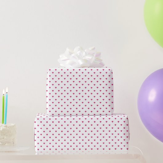 Rosa Herzen auf weißem Papier Geschenkpapier (Partygeschenke)
