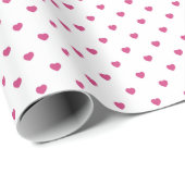 Rosa Herzen auf weißem Papier Geschenkpapier (Rolleneckpunkt)