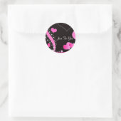 Rosa Herzen - Aufkleber (Tasche)