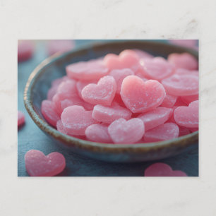 Rosa Herzen aus Zucker Valentinstag Postkarte
