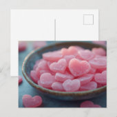Rosa Herzen aus Zucker Valentinstag Postkarte (Vorne/Hinten)