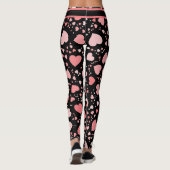 Rosa Herzen Big & Small auf Black Leggings (Rückseite)