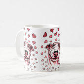 Rosa Herzen Bull Terrier Valentinstag Kaffeetasse (Vorderseite Links)