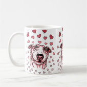 Rosa Herzen Bull Terrier Valentinstag Kaffeetasse (Links)