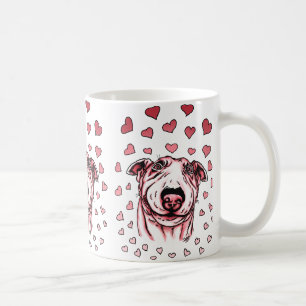 Rosa Herzen Bull Terrier Valentinstag Kaffeetasse