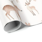 Rosa Herzen Cremehirsch Weihnachten Geschenkpapier (Rolleneckpunkt)