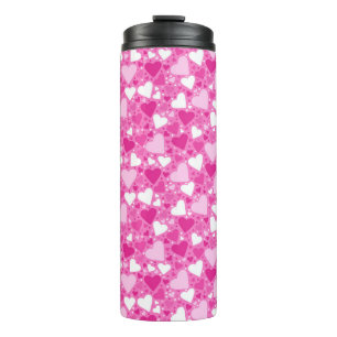Rosa Herzen Design für Brustkrebs-Bewusstsein Thermosbecher
