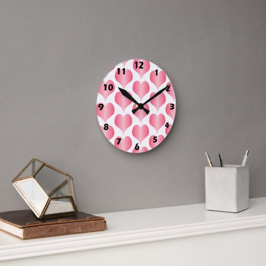 Rosa Herzen Design Runde Wanduhr (Büro)