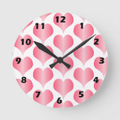 Rosa Herzen Design Runde Wanduhr (Vorderseite)