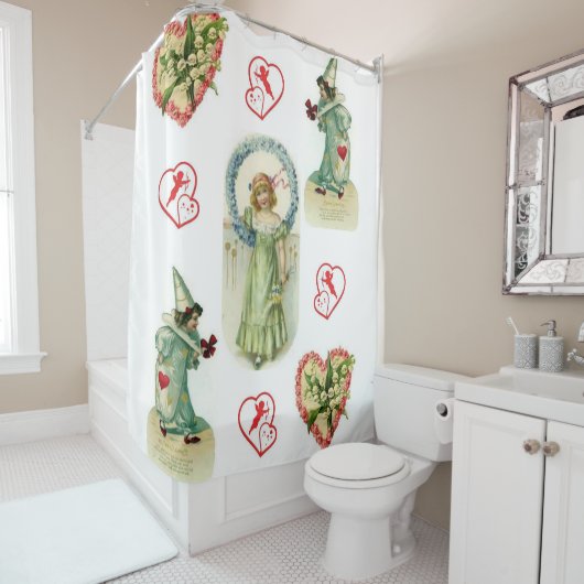 Rosa Herzen Engelvalentine Duschvorhang (Beispiel)